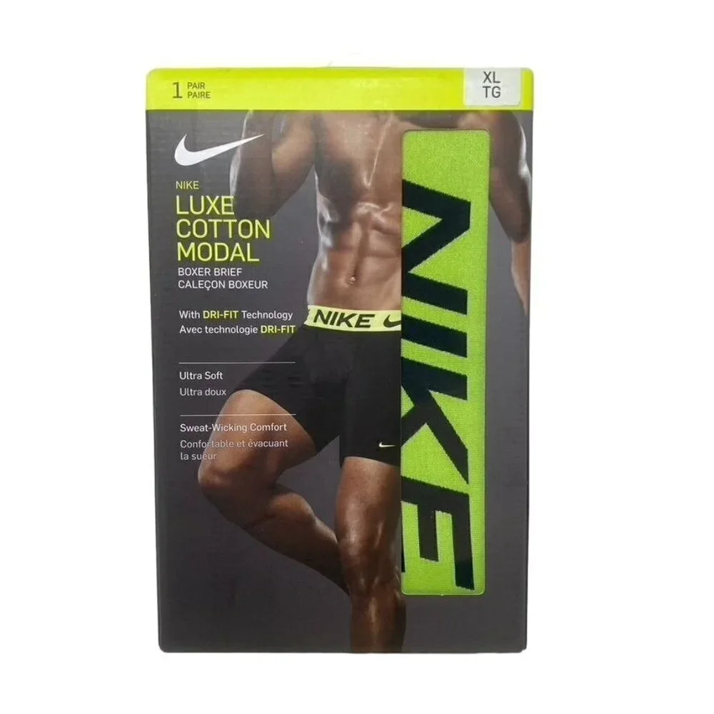 Nike Luxe Cotton Modal Boxer Brief 1 Pack Black/ Volt Large or XL